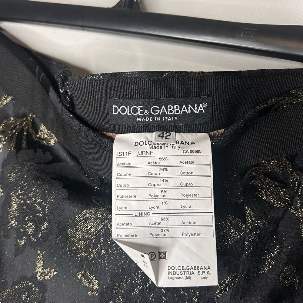 Dolce & Gabbana Gold and Black Printed Pencil Skirt - Picture 10 of 11